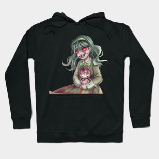Girl with haunted doll horror drawing art manga style Hoodie